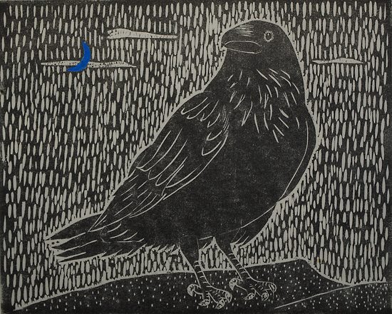 Blue Moon - Block Print